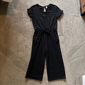 Old Navy Short Sleeve Wide Leg Crop Black Jumpsuit Size Medium